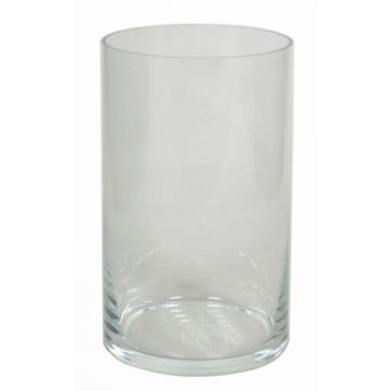 Cylindrical flower vase made of glass SANSA OCEAN, clear, 8"/20cm, Ø4.7"/12cm