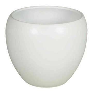 White matt flower pot URMIA BASAR, ceramic, 7.3"/18,5cm, Ø9"/22cm