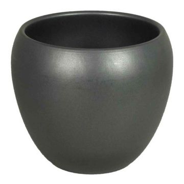 Anthracite matt flower pot URMIA BASAR, ceramic, 6"/15cm, Ø6.7"/17cm