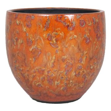 Ceramic flower pot ELIEL, speckled, orange-yellow, 5"/13cm, Ø5.5"/14cm