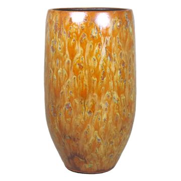 Ceramic vase ELIEL, speckled, orange-yellow, 14"/35cm, Ø7"/18cm