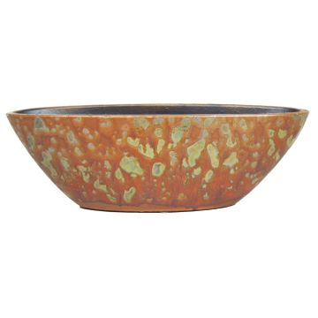 Decorative bowl little ship, ceramic, ELIEL, speckled, orange-yellow, 16"x6"x4.7"/40x15x12cm