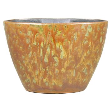 Ceramic flower pot oval ELIEL, speckled, orange-yellow, 13"x6"x9"/32x15x22cm