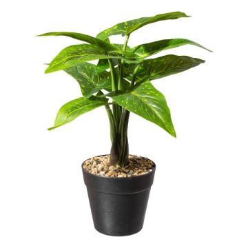 Artificial plant Alocasia Zebrina FLUTO, decorative pot, green, 12"/30cm