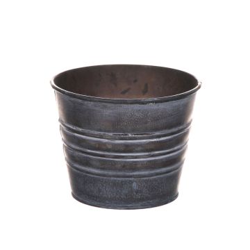 Round plant pot MICOLATO with grooves, zinc, grey, 3.5"/9cm, Ø4.5"/11,5cm