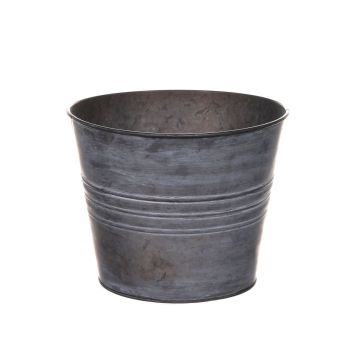 Round plant pot MICOLATO with grooves, zinc, grey, 6"/16cm, Ø8"/20,5cm