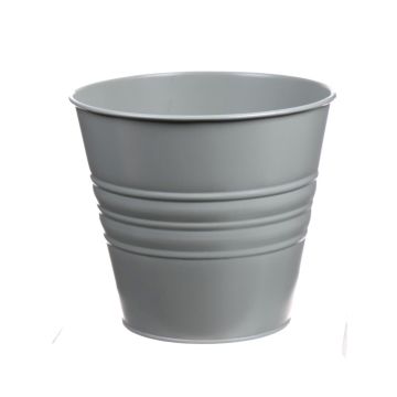 Round plant pot MICOLATO with grooves, zinc, jade green, 4.7"/12cm, Ø5.3"/13,5cm