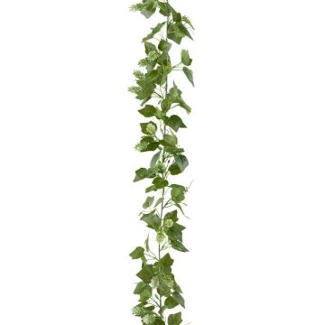 Artificial hop garland POLNUG with flowers, green, 6ft/180cm