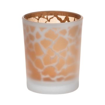 Tealight jar SENGA, giraffe pattern, gold matt, 2.6"/6,5cm, Ø2.2"/5,5cm