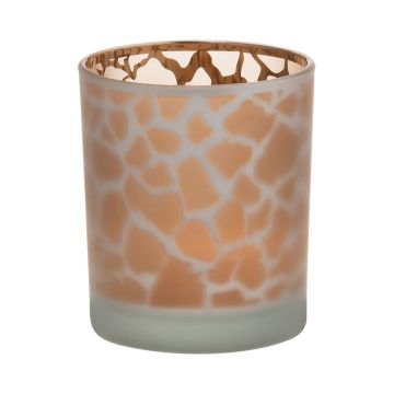 Tealight jar SENGA, giraffe pattern, gold matt, 3.1"/8cm, Ø2.8"/7cm