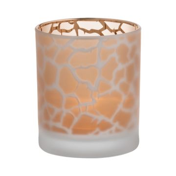 Tealight jar SENGA, giraffe pattern, gold matt, 4"/10cm, Ø3.5"/9cm