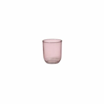 Glass candle holder JOFFREY, pink, 3.1"/8cm, Ø2.8"/7cm