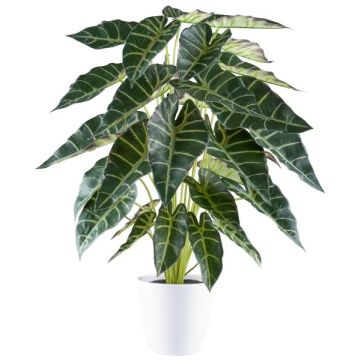 Artificial Alocasia Sanderiana PIVLA, melamine pot, green, 28"/70cm