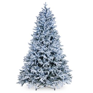 Plastic fir tree ALASKA SPEED, snow-covered, cold white LEDs, 7ft/210cm, Ø5ft/140cm