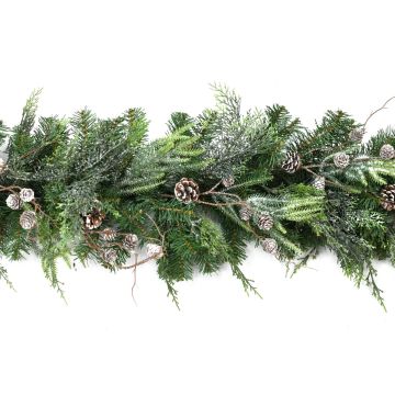 Artificial fir garland STOCKTON, green, snow-covered, 6ft/180cm, Ø14"/35cm