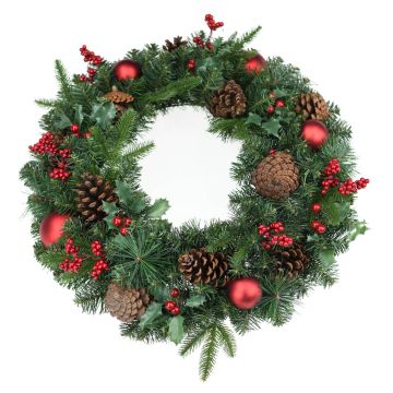 Artificial winter wreath VISALIA, green, fruits, Ø24"/60cm