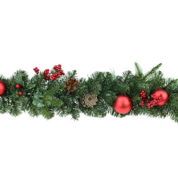 Artificial fir garland VISALIA, green, fruits, 6ft/180cm, Ø12"/30cm