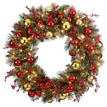 Artificial Christmas wreath FONTANA, colourful, decorated, LEDS, fruits, Ø24"/60cm