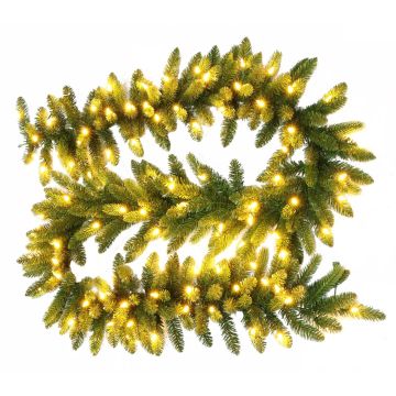 Artificial fir garland AMARILLO, green, LEDs, 9ft/275cm, Ø12"/30cm