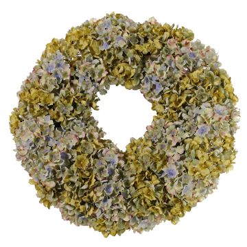 Artificial hydrangea wreath DARDANOS, green-blue, Ø18"/45cm