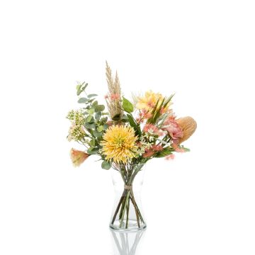 Artificial flower bouquet FEME, yellow-pink, 28"/70cm, Ø18"/45cm