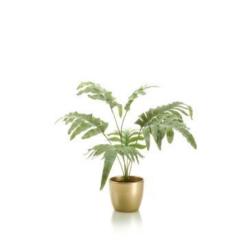 Artificial phlebodium SCORPI in golden ceramic pot, green-grey, 26"/65cm