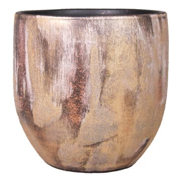 Ceramic planter AETIOS, colour gradient, gold-brown, 6.3"/16cm, Ø6.7"/17cm