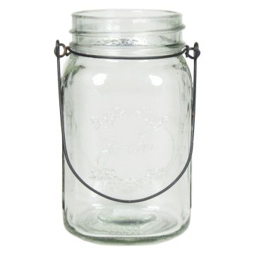 Lantern DACLAN made of glass, metal handle, clear, 5.5"/14cm, Ø3.1"/8cm