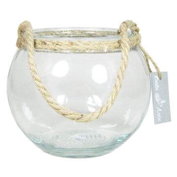 Glass globe vase DAVY with handle, clear, 4.7"/12cm, Ø6"/15cm