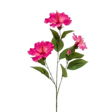 Artificial hibiscus Branch AMADOU with flowers, fuchsia, 31"/80 cm