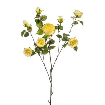 Artificial rose spray KHALED, yellow, 4ft/110 cm