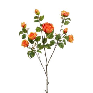 Artificial rose spray KHALED, orange, 4ft/110 cm