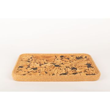 Rectangular cork serving tray FUENTES made of agglomerated cork, natural-black, 17"x11"x1.2"/43x28x3cm