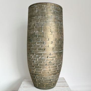 Retro ceramic vase AGGELOS, wall look, cream-green, 24"/60cm, Ø11"/29cm