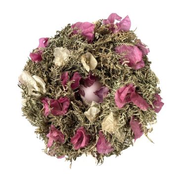 Dried wreath of flowers MACARENA on straw wreath, bougainvillea, fuchsia-cream-nature, Ø10"/25cm