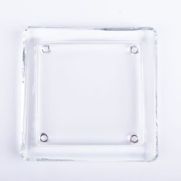 Square candle plate VINCENTIA made of glass, clear, 5.4"x5.4"/13,6x13,6cm