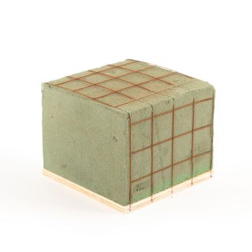 Ökodur Funeral floristry floral foam SERLO with wire grid, natural wood base, green, 4.3"x4.3"x3.5"/11x11x9cm