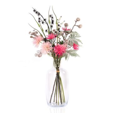 Artificial New Year's Eve Bouquet KAAMI, Chrysanthemum, fuchsia-silver, 3ft/90 cm, Ø 18"/45 cm