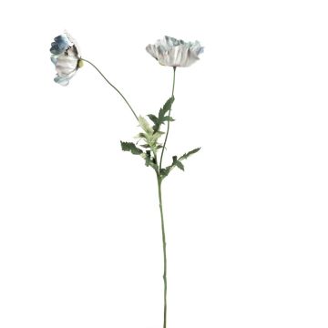 Artificial poppy branch GUNDULA, Eco Collection, grey-blue, 28"/70cm, Ø2.8"-3.1"/7-8cm