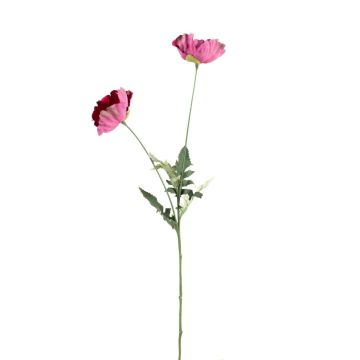 Artificial poppy branch GUNDULA, Eco Collection, dark pink, 28"/70cm, Ø2.8"-3.1"/7-8cm