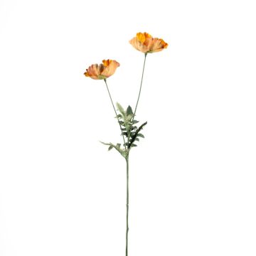 Artificial poppy branch GUNDULA, Eco Collection, orange-yellow, 28"/70cm, Ø2.8"-3.1"/7-8cm