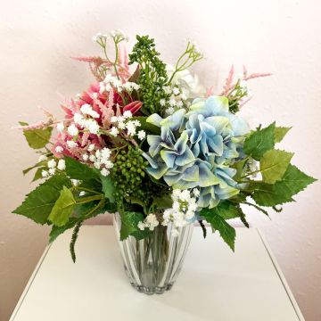 Artificial summer bouquet KAUWELA, pink-white-blue, 16"/40cm, Ø16"/40cm