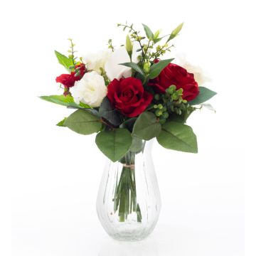 Artificial bridal bouquet ELAYNA, red-white, 35cm, Ø30cm