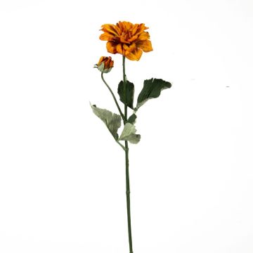 Artificial flower branch Dahlia GINGER, Eco Collection, orange-yellow, 24"/60cm, Ø4"/10cm